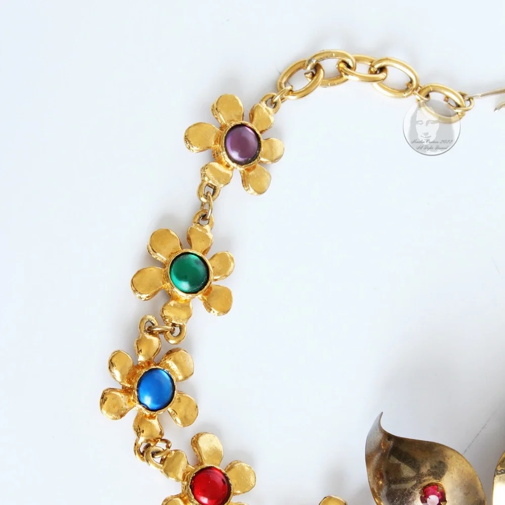 Vintage Butterfly & Berry Necklace Rhinestones Florals By Stephanie Lake Design